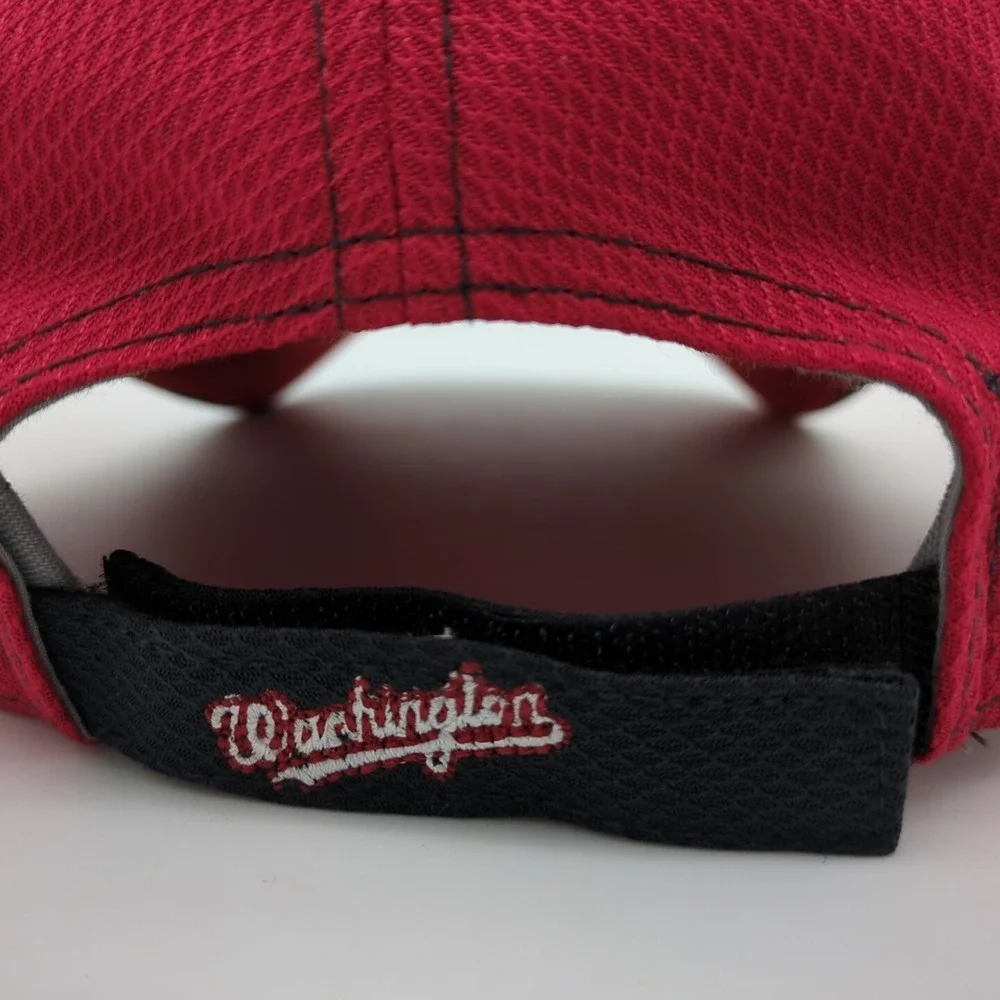 Washington Nationals Hat Cap Strapback Adjustable Red Black Mens New Era Mesh